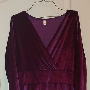 Full length purple velvety gown